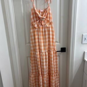 Pink Lily Orange Checkered Dress